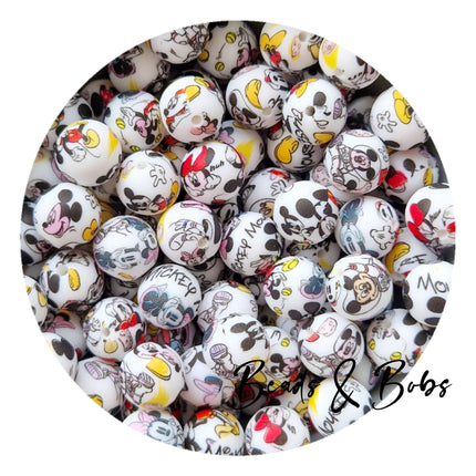 15mm Round Printed Beads - 36 Colours