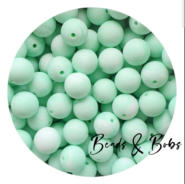 15mm Marble Colour Round Silicone Beads - 8 Colours