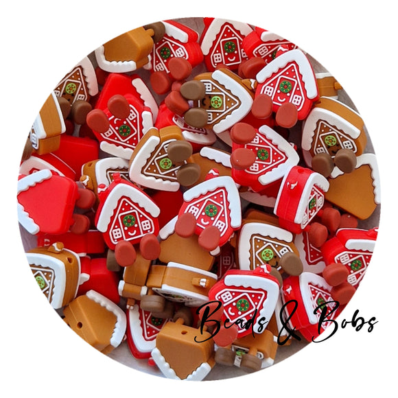 3D Silicone Christmas House Beads - 2 Colours