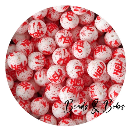 Silicone Halloween Print Beads - 7 Colours
