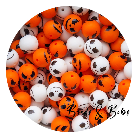 Silicone Halloween Print Beads - 7 Colours
