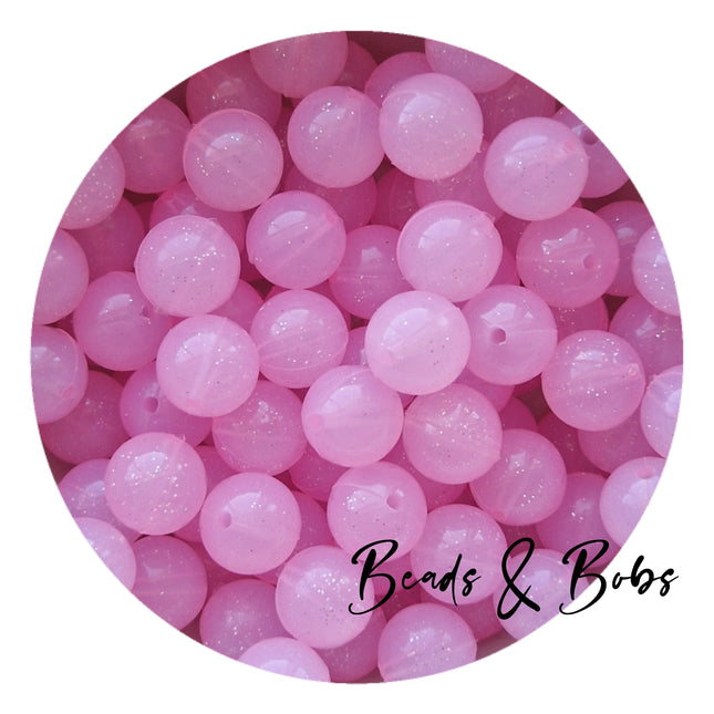 15mm Round Jelly Glitter Silicone Beads - 4 Colours