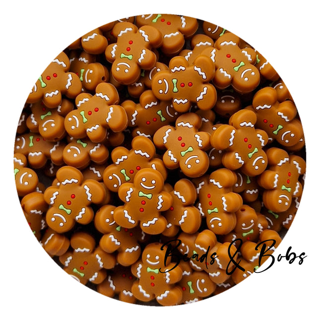 Silicone Gingerbread Man Beads