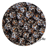 15mm Animal Print Round Silicone Beads - 16 Colours