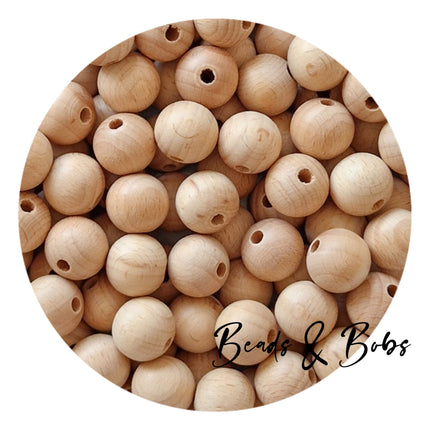 Round Beech Wood Beads - 5 Sizes