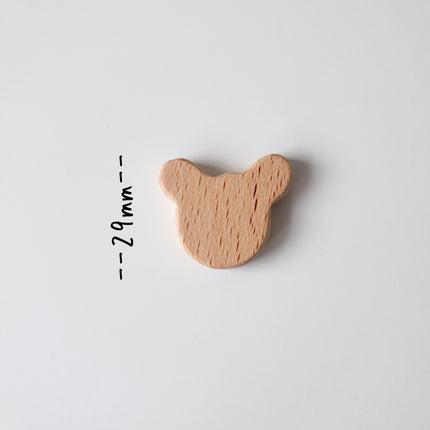 Beech Wood Bear Head Beads
