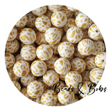 15mm Animal Print Round Silicone Beads - 14 Colours