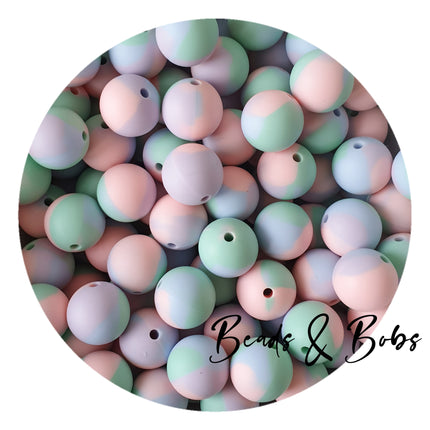15mm Tie-Dye Round Silicone Beads - 6 Colours