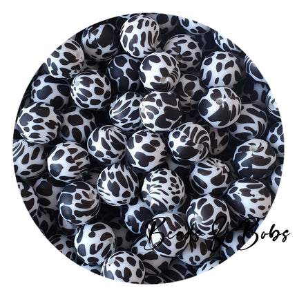 15mm Animal Print Round Silicone Beads - 15 Colours