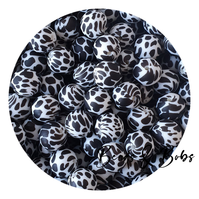 15mm Animal Print Round Silicone Beads - 15 Colours