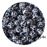 15mm Animal Print Round Silicone Beads - 14 Colours