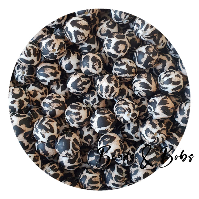 15mm Animal Print Round Silicone Beads - 15 Colours