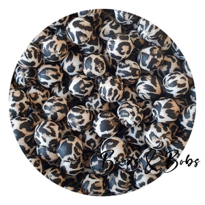 15mm Animal Print Round Silicone Beads - 14 Colours