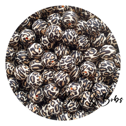 15mm Animal Print Round Silicone Beads - 15 Colours