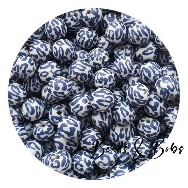 12mm Animal Print Round Silicone Beads - 9 Colours