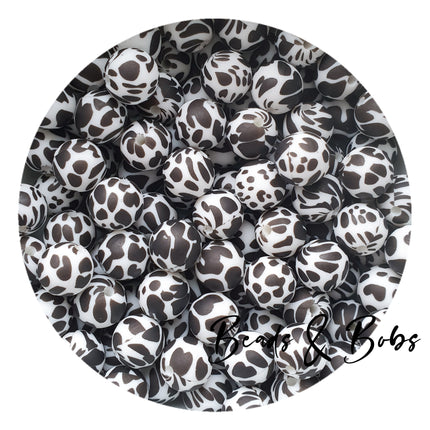 12mm Animal Print Round Silicone Beads - 9 Colours