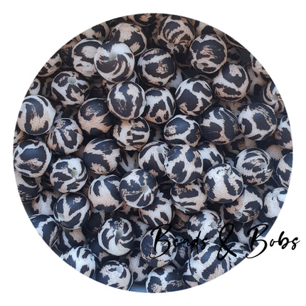 12mm Animal Print Round Silicone Beads - 9 Colours