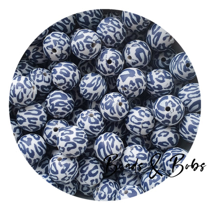 15mm Animal Print Round Silicone Beads - 15 Colours