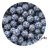 15mm Animal Print Round Silicone Beads - 14 Colours