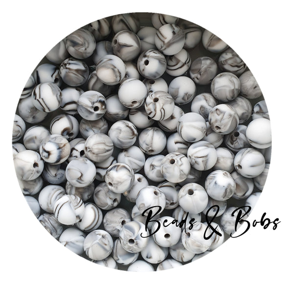 Light Grey 15mm Round Silicone Beads, Gray Round Silicone Beads