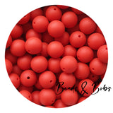 15mm Plain Colour Round Silicone Beads - 98 Colours