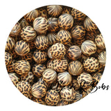 15mm Animal Print Round Silicone Beads - 14 Colours