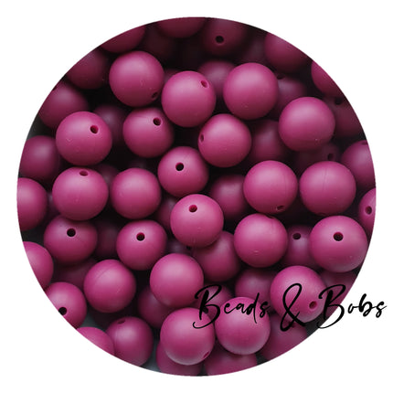 15mm Plain Colour Round Silicone Beads - 100 Colours
