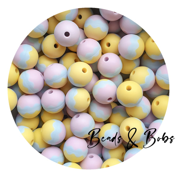 15mm Tri-Colour Silicone Beads - 2 Colours