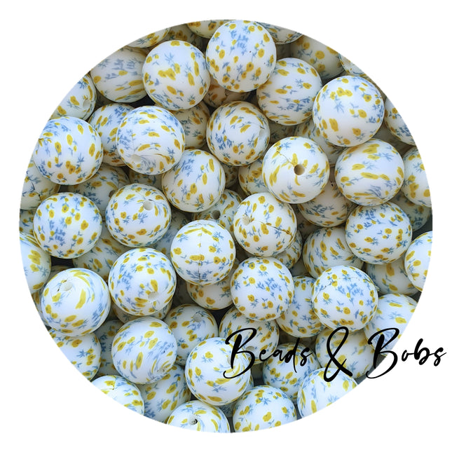 15mm Round Flower Silicone Beads - 14 Colours