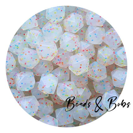 17mm Plain Colour Hexagon Silicone Beads - 13 Colours