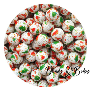 15mm Round Printed Christmas Beads - 11 Colours