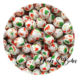 15mm Round Printed Christmas Beads - 12 Colours