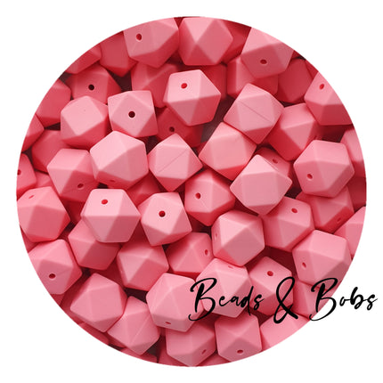 17mm Plain Colour Hexagon Silicone Beads - 13 Colours