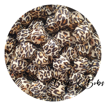 14mm Animal Print Hexagon Silicone Beads - 7 Colours
