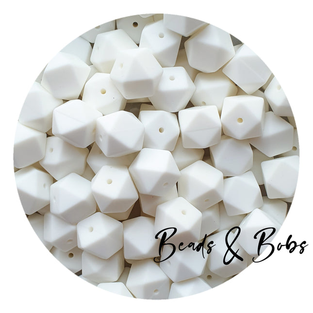 17mm Plain Colour Hexagon Silicone Beads - 13 Colours