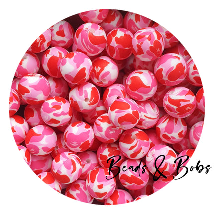 15mm Round Printed Beads - 36 Colours