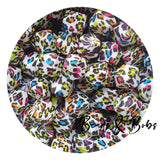 14mm Animal Print Hexagon Silicone Beads - 7 Colours