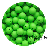 15mm Plain Colour Round Silicone Beads - 98 Colours