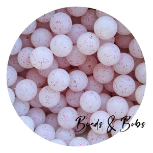 15mm Round Glitter Silicone Beads - 8 Colours