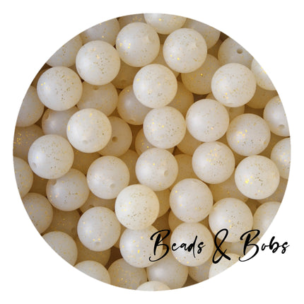 15mm Round Glitter Silicone Beads - 8 Colours