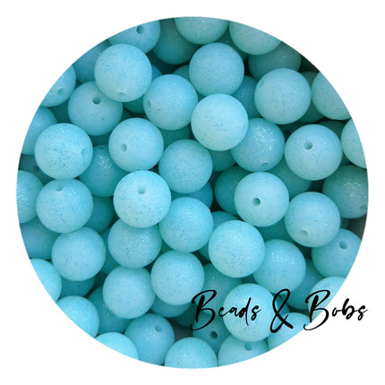 15mm Round Glitter Silicone Beads - 8 Colours