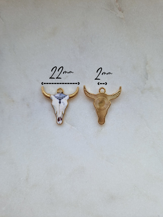 Cow Head Enamel Charms
