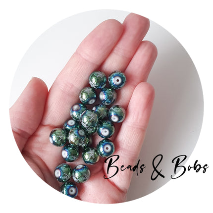 10mm Round Glass Snowflake Beads - 2 Colours