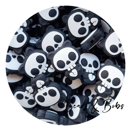 Silicone Broken Heart Skull Beads