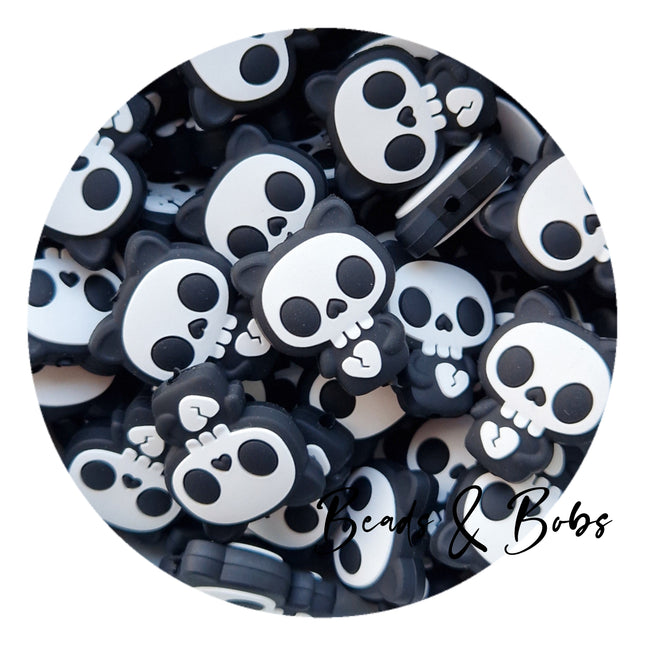Silicone Broken Heart Skull Beads