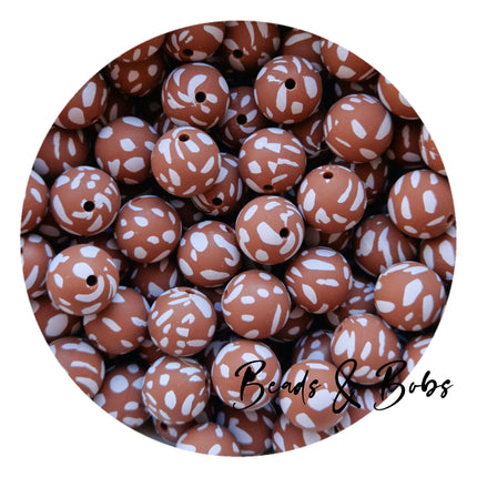 15mm Animal Print Round Silicone Beads - 15 Colours