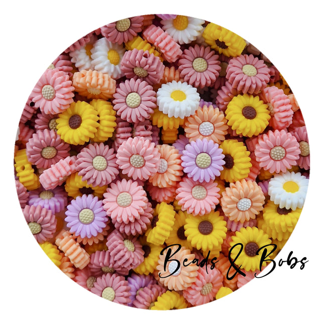 Silicone Little Daisy Beads - 10 Colours