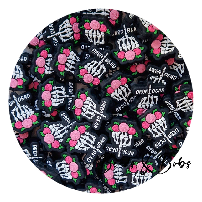 Silicone Drop Dead Skeleton Hand Beads- 4 Colours