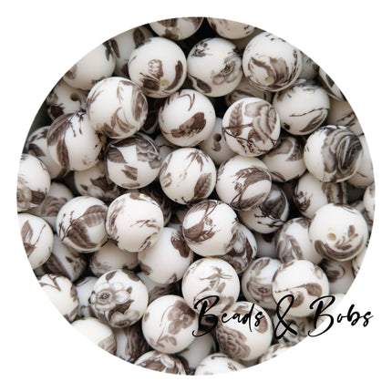 15mm Round Printed Beads - 36 Colours