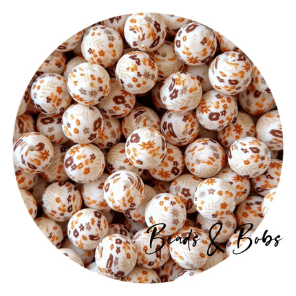 15mm Round Flower Silicone Beads - 14 Colours
